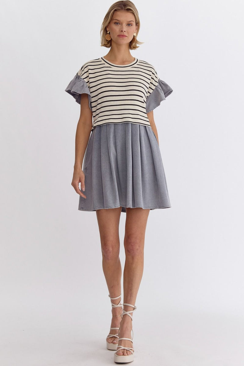 Stripe/Denim Dress