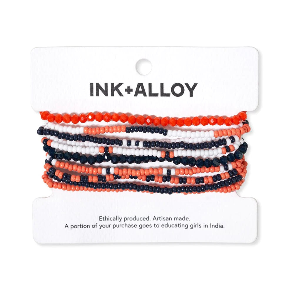 Ink and Alloy beaded stretch bracelet set Navy and Orange