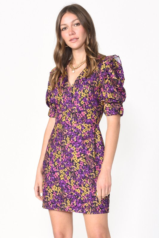 Orchid puff sleeve dress