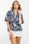 THML Navy Floral Blouse