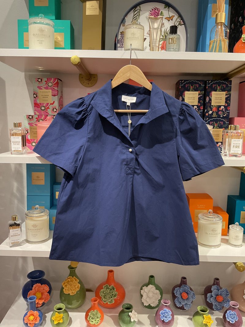 Pearl Detail Poplin Top