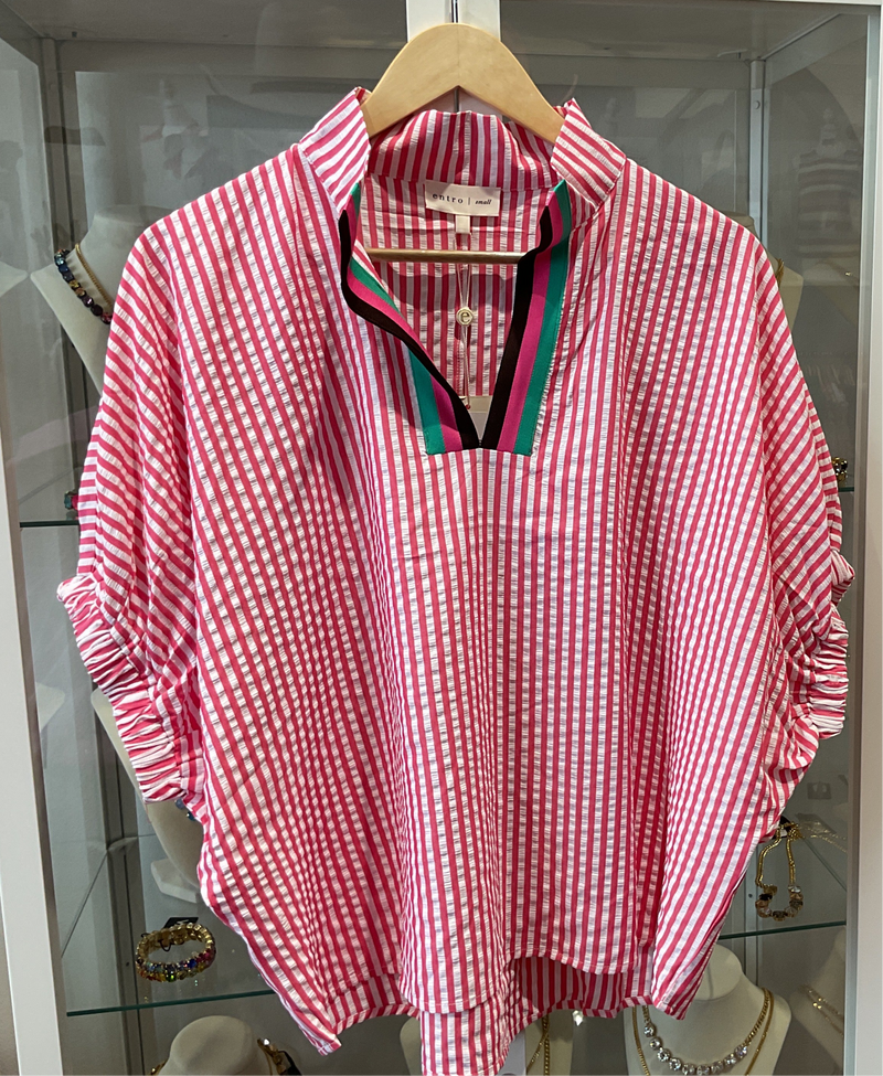 Pink Stripe Open Vneck Gabby