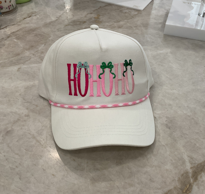 Trucker Hat- Cream Hat/Pink Rope- HoHoHo