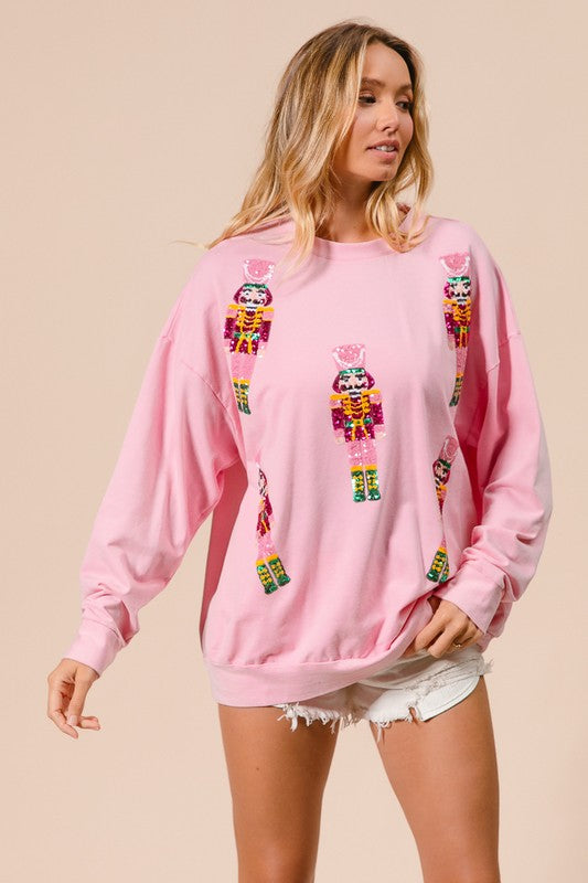 Light Pink Sequin Nutcracker pullover