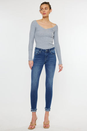 Mid rise ankle detail jeans