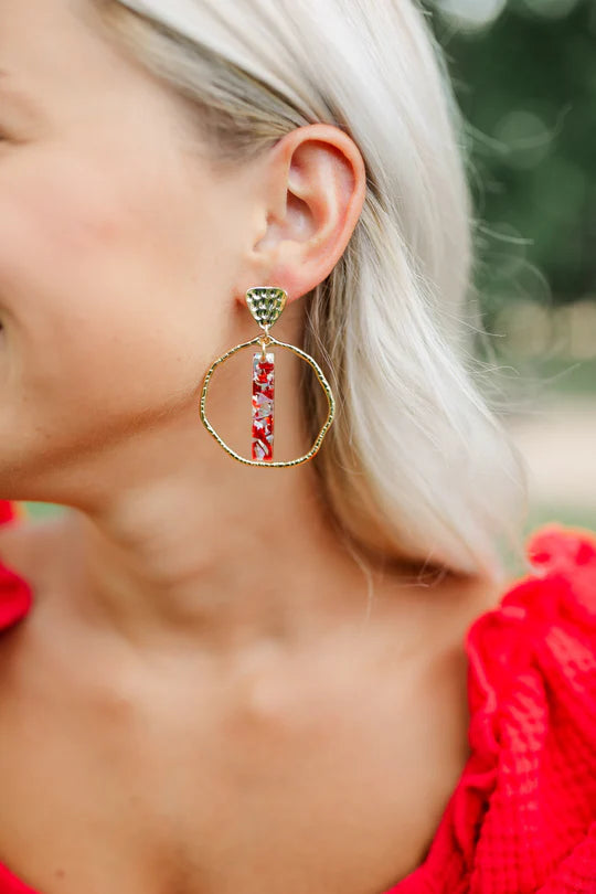Taylor Shaye Red/Silver Flake Stick Hoops