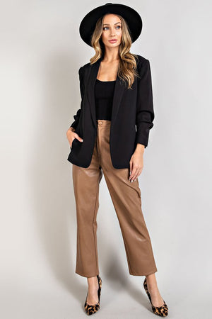 Classic ruched sleeve blazer