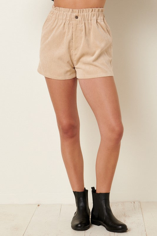 Corduroy Paper bag shorts