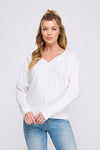 Vneck Front Seam Detail Long Sleeve Top