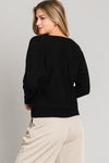 Vneck Front Seam Detail Long Sleeve Top