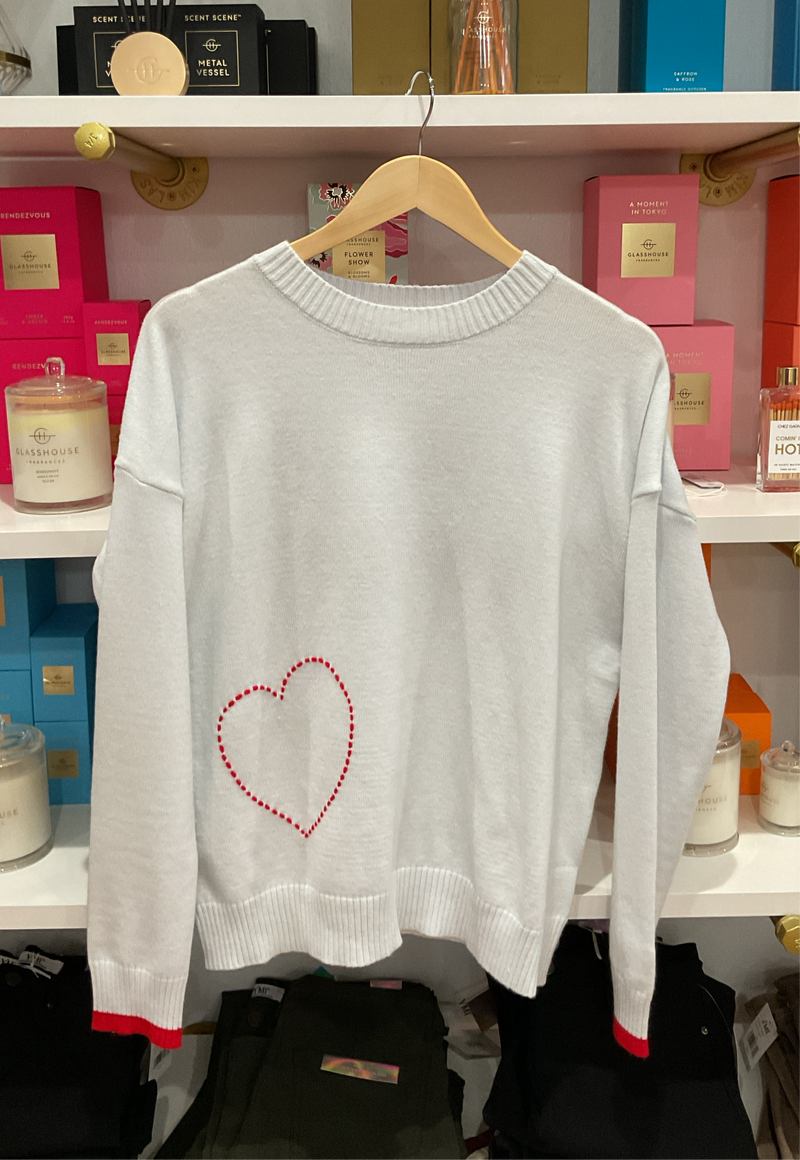 Red Stitched Heart Detail Sweater FINAL SALE