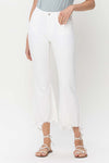 Vervet White Crop flare distressed hem