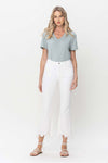 Vervet White Crop flare distressed hem