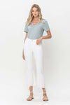 Vervet White Crop flare distressed hem