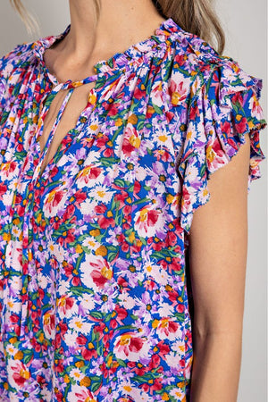 Floral tie front blouse