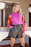 Faux leather shorts w/ pleat