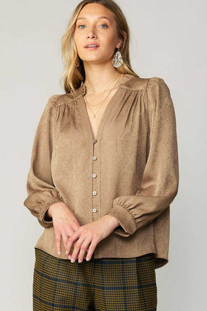 Bronze button up blouse