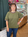 Olive Top w/ Banded Detail