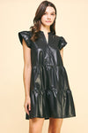 Tiered pleather dress