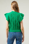 Flutter Sleeve Cable knit sweater