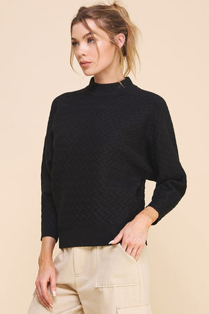 Soft Herringbone Mock Neck