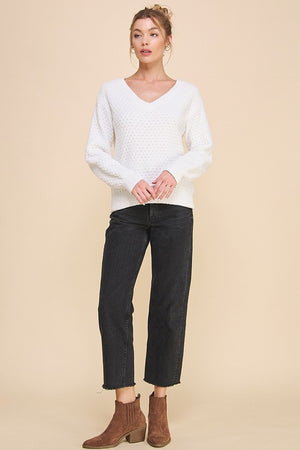 Soft Cloud Pique V Neck Sweater