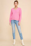 Soft Cloud Pique V Neck Sweater