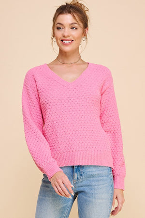 Soft Cloud Pique V Neck Sweater