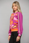 Contrast Orchid Bloom Sweater