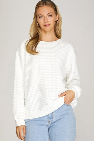 Long sleeve quilted pullover