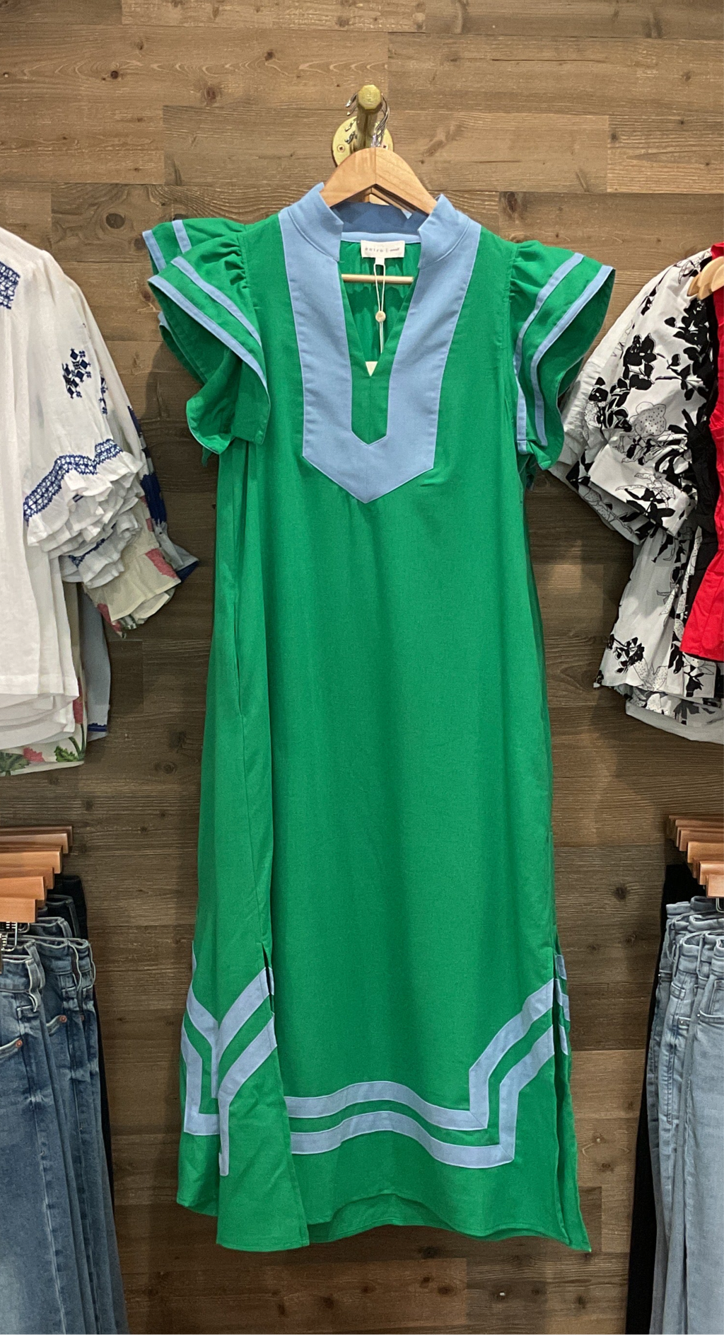 Green Maxi w/ Blue Colorblock Detail