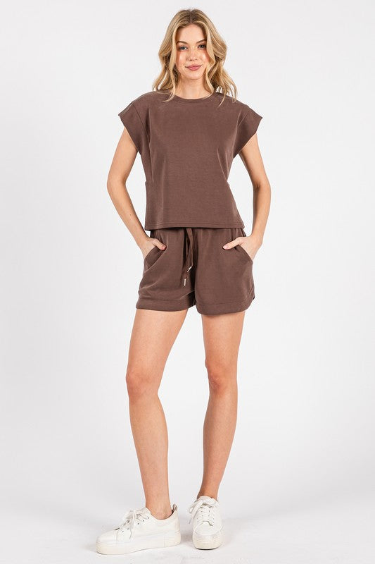 Scuba Cap Sleeve Shorts SET