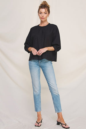 Classic 3/4 sleeve front button blouse