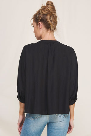 Classic 3/4 sleeve front button blouse