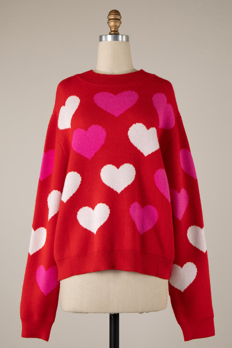 Heart Mock Neck Sweater