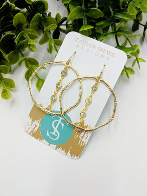 TS Crystal Hammered Hoops