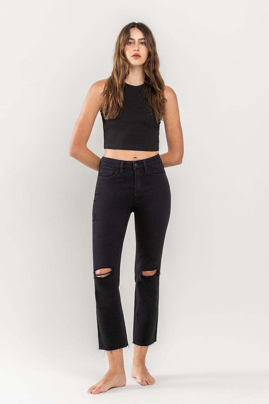 Vervet Distressed Crop Black Jeanne