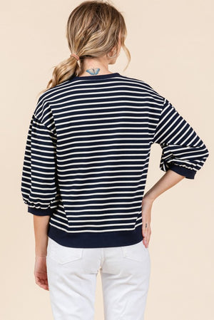 Becky Stripe top with band detail