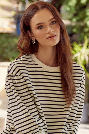 Becky Stripe top with band detail