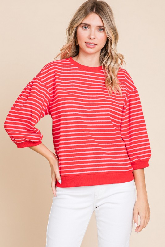 Becky Stripe top with band detail