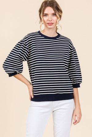 Becky Stripe top with band detail