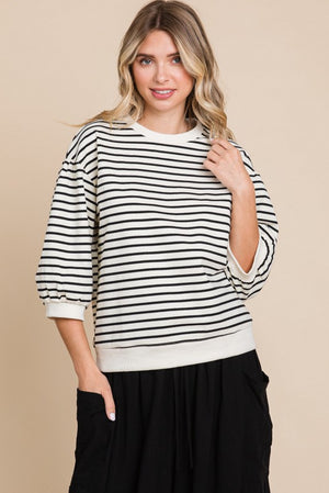 Becky Stripe top with band detail