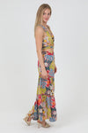 Tropical wide leg pants w/ open detail