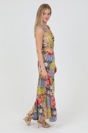 Tropical wide leg pants w/ open detail