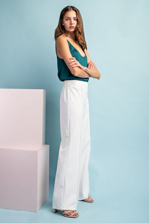 Wide leg front seam detail pants