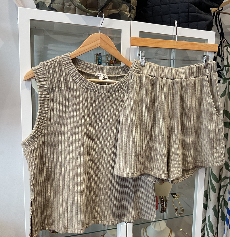 Neutral Knit Shorts SET