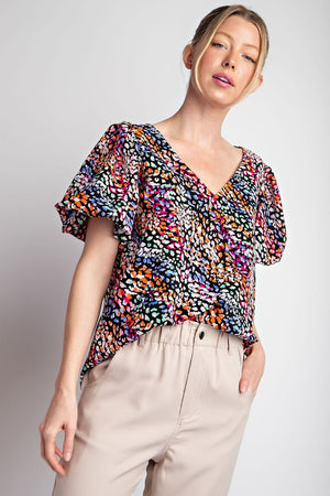 Multicolor speckle blouse