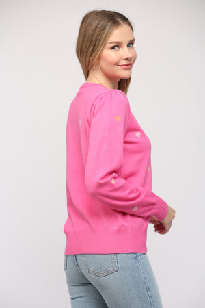 Pink embroidered heart sweater
