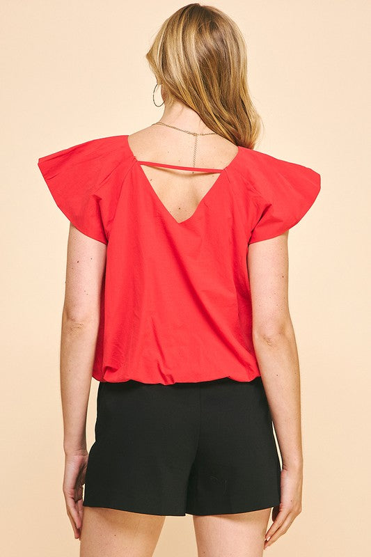 Pleated Bubble Blouse w/ back detail