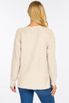 Waffle Knit Vneck Pullover